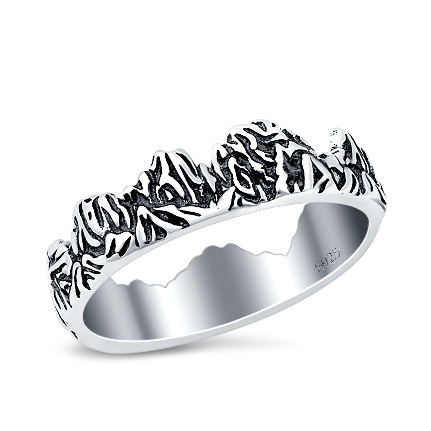 Mountains Band Oxidized Ring (6mm)