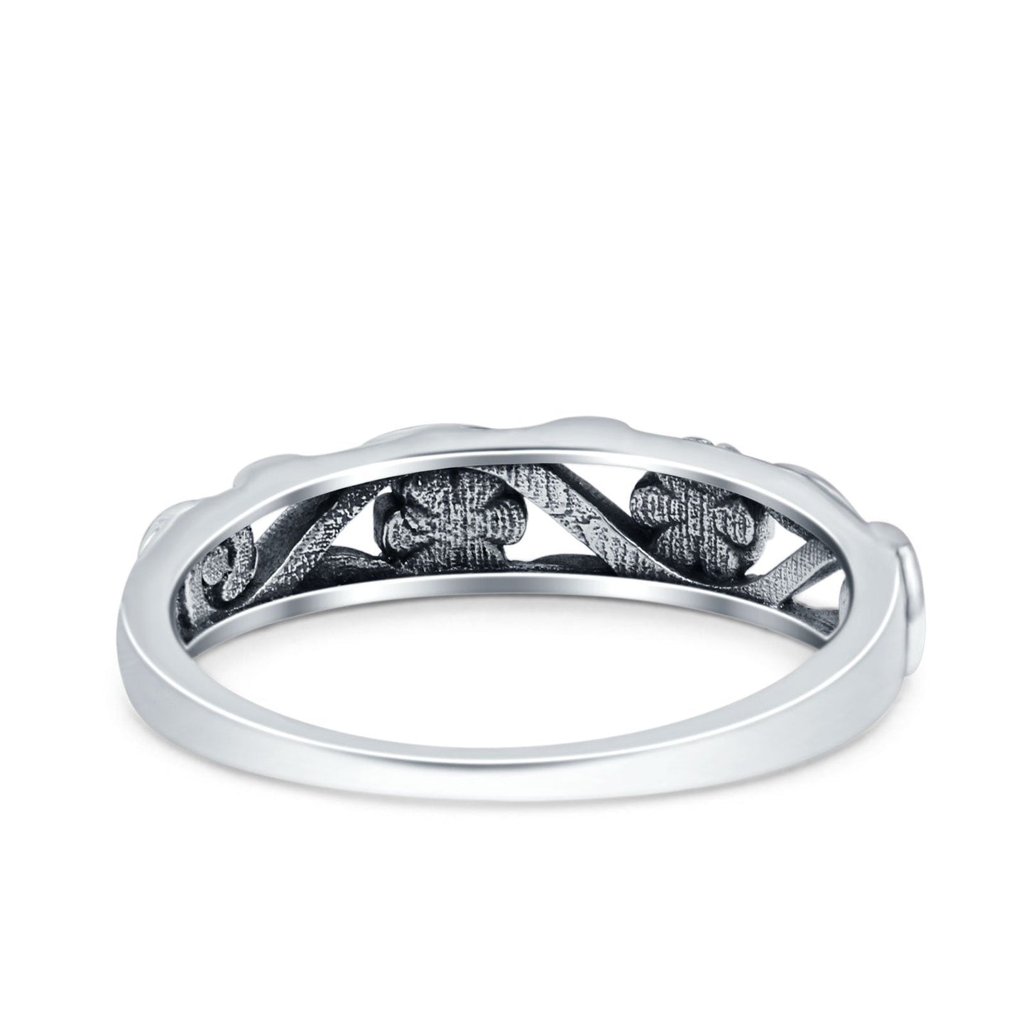 Flowers Oxidized Band Thumb Ring (4.7mm)