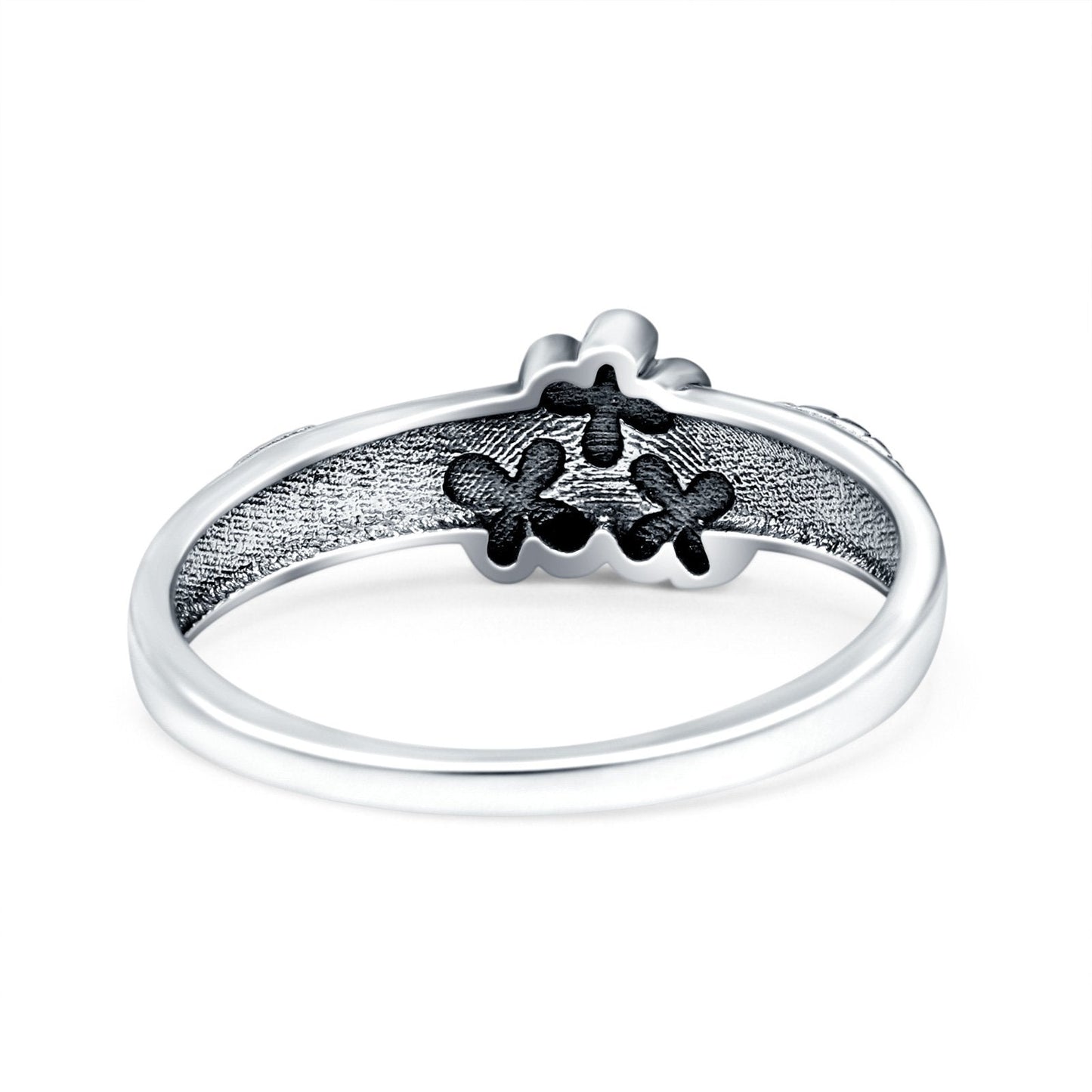 Daisies Plumeria Leaf Flower Oxidized Band Thumb Ring (6.5mm)