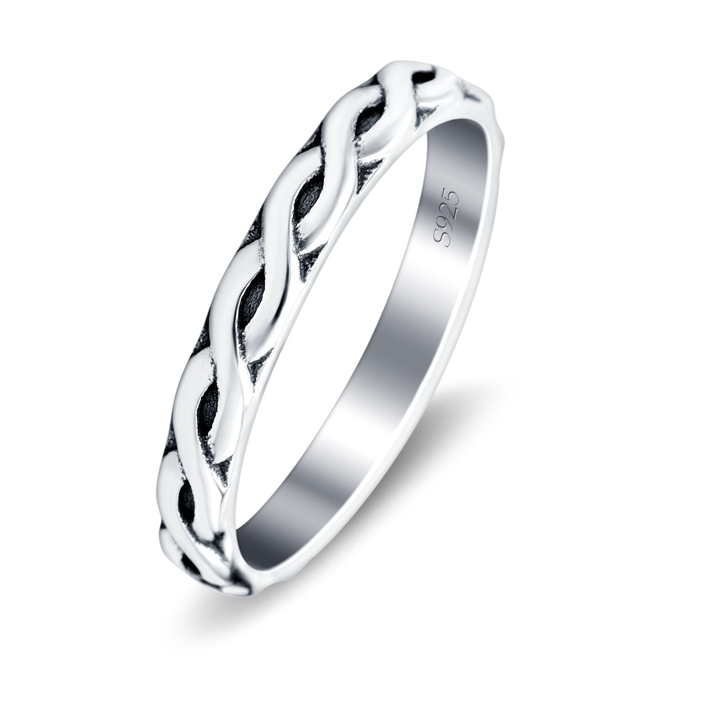 Braid Oxidized Band Thumb Ring (3mm)