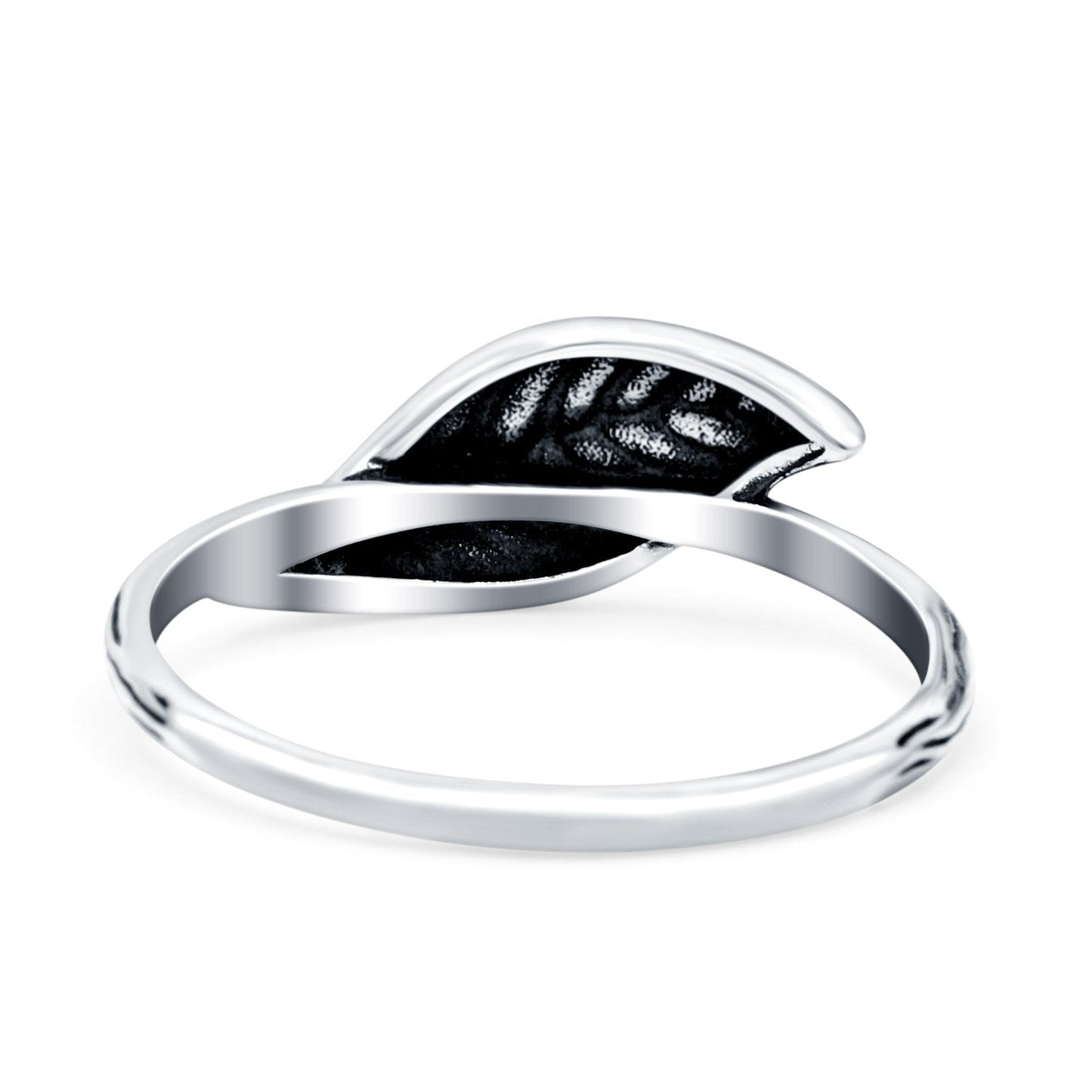 Leaf Oxidized Band Thumb Ring (7mm)