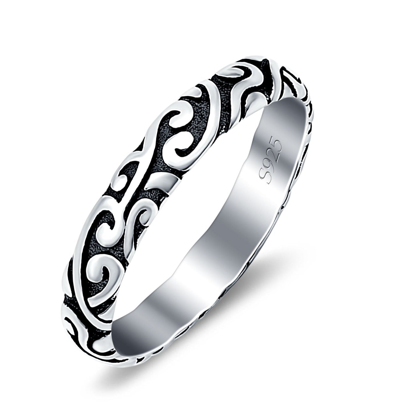 Filigree Oxidized Band Thumb Ring (3.7mm)