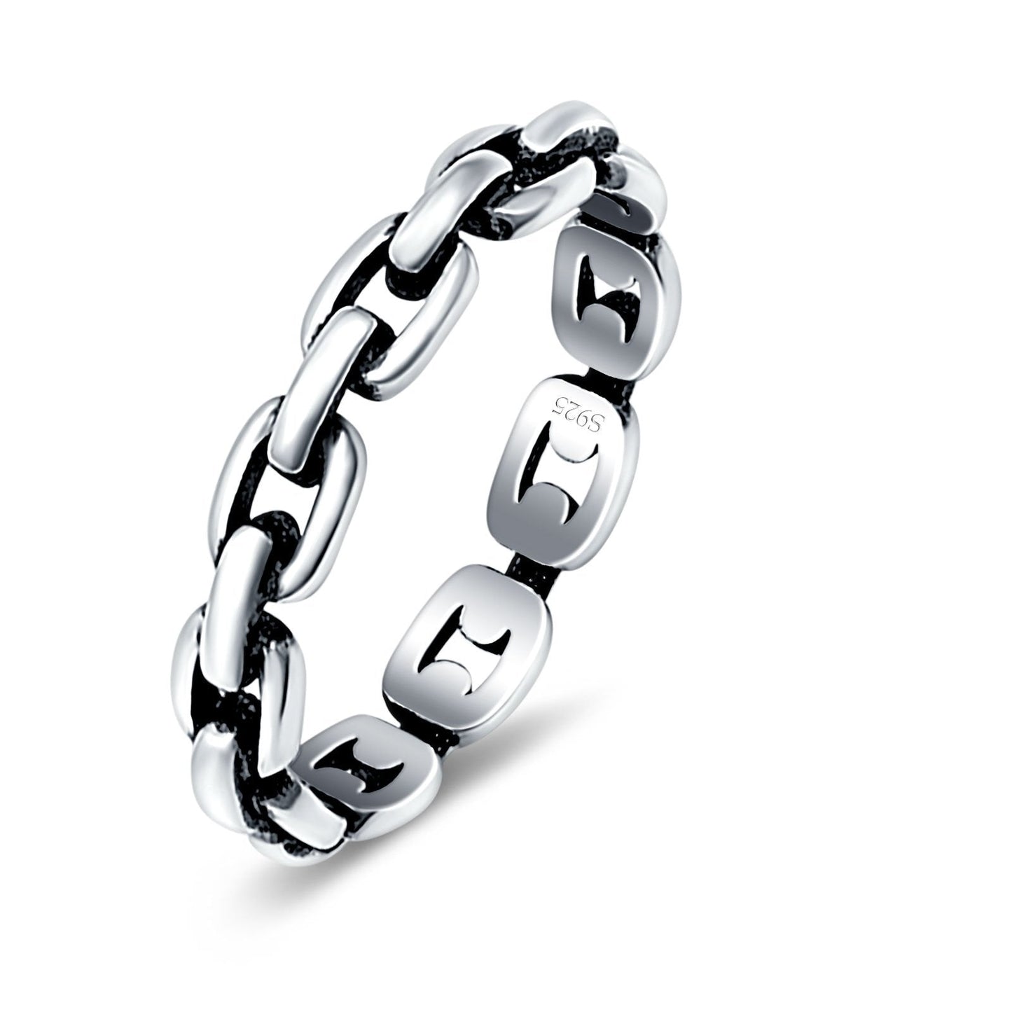 Chain Link Oxidized Band Thumb Ring (4mm)