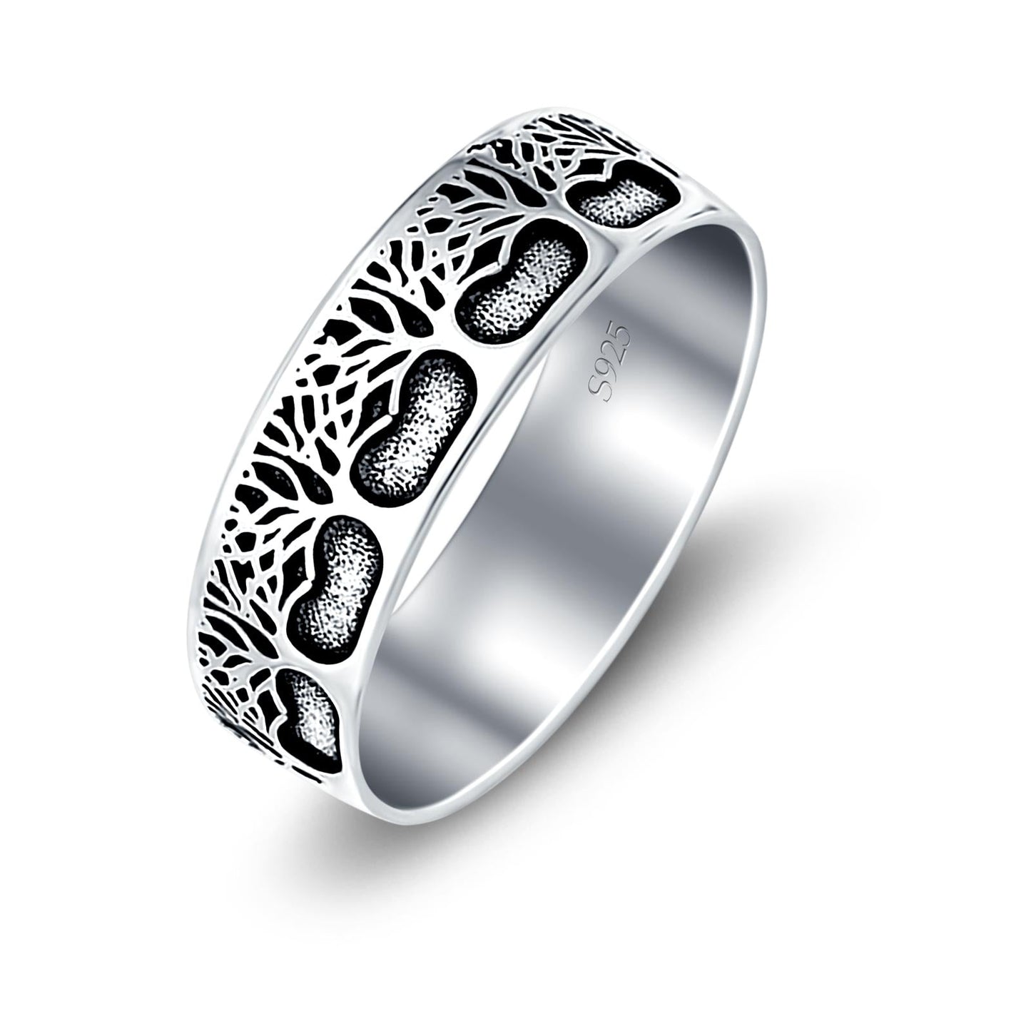 Trees Oxidized Band Thumb Ring (7mm)