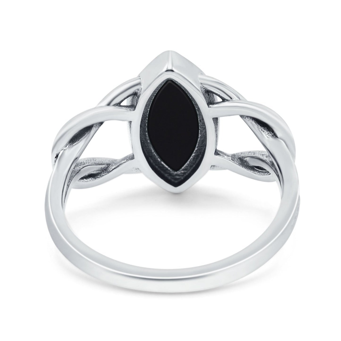 Solitaire Marquise Halo Simulated Black Onyx Wedding Ring