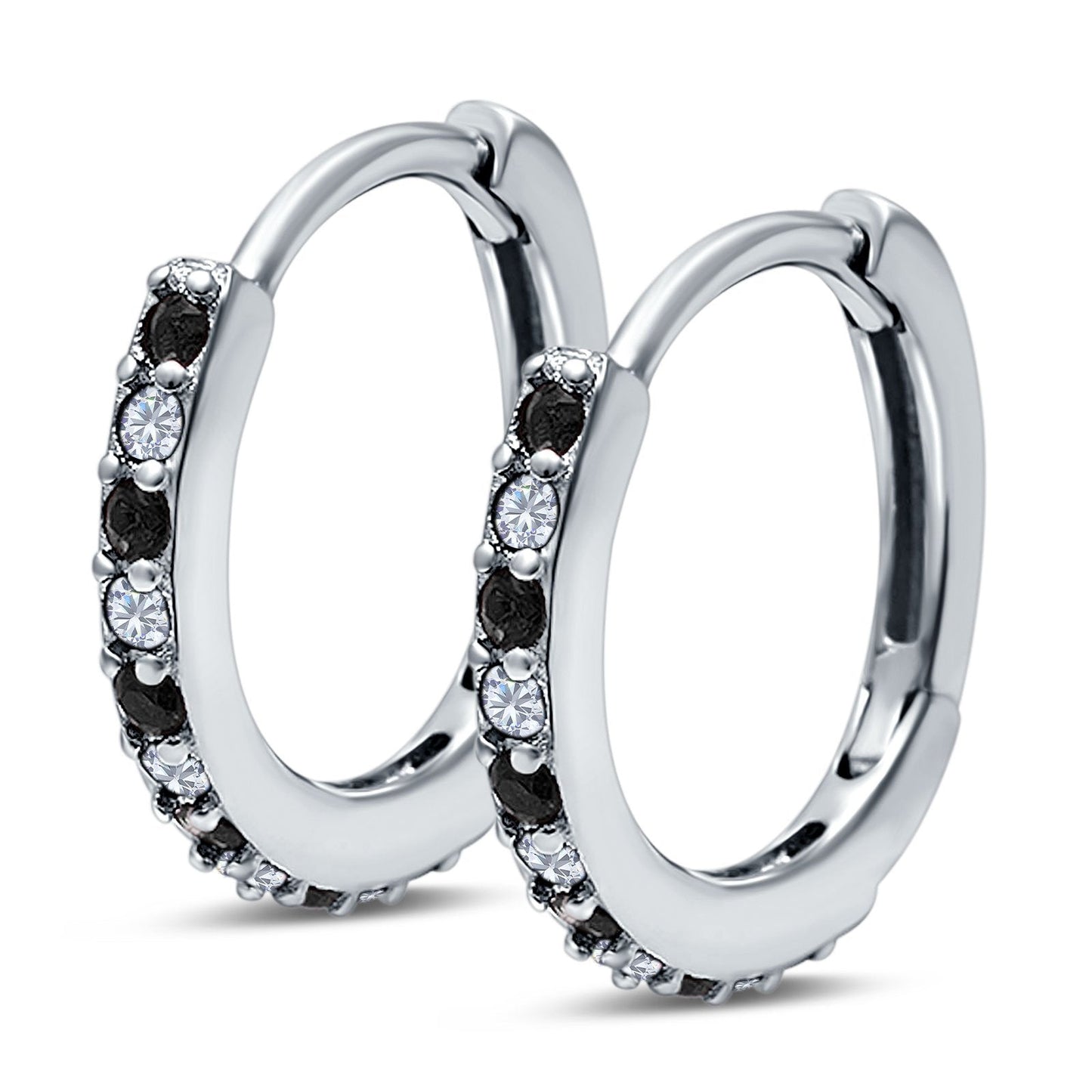 Half Eternity Round Simulated Black Cubic Zirconia Earrings