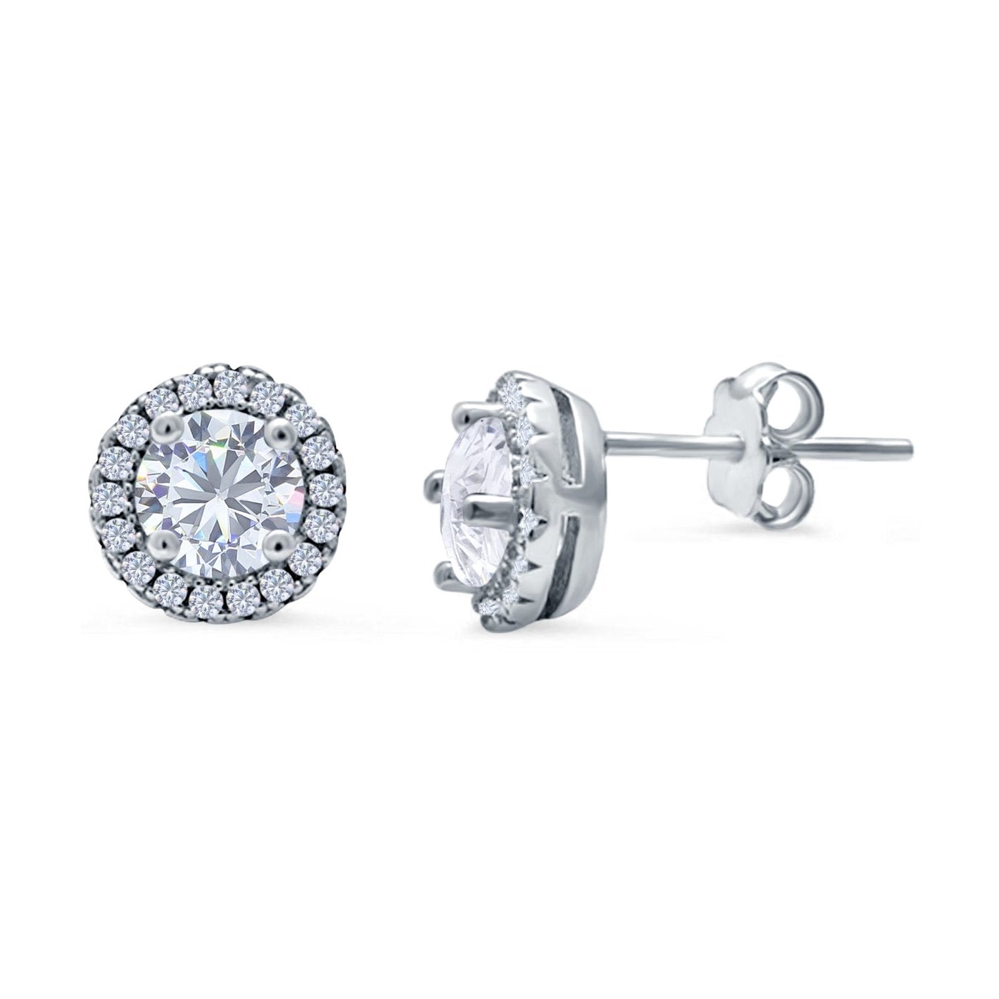 Wedding Stud Earrings Simulated Round CZ