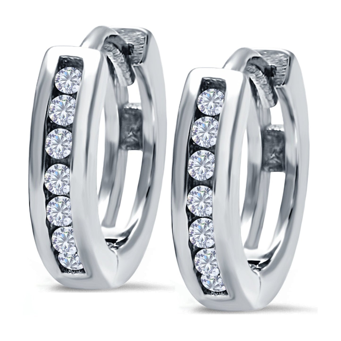 Half Eternity Round Simulated CZ Hoop Earrings