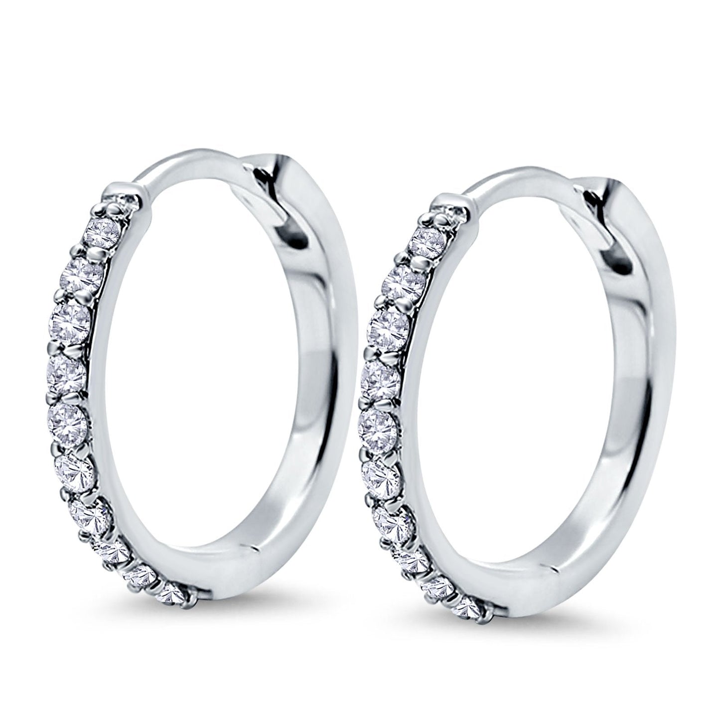 Half Eternity Simulated CZ Round Hoop Earrings (20mm)