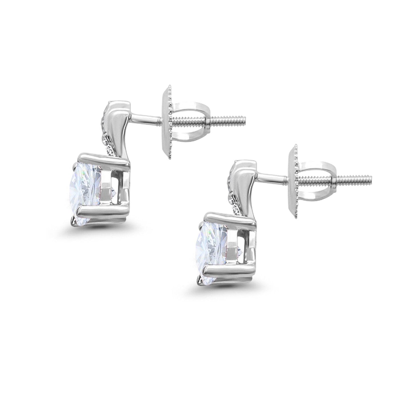 Stud Earrings Wedding Round Simulated Cubic Zirconia