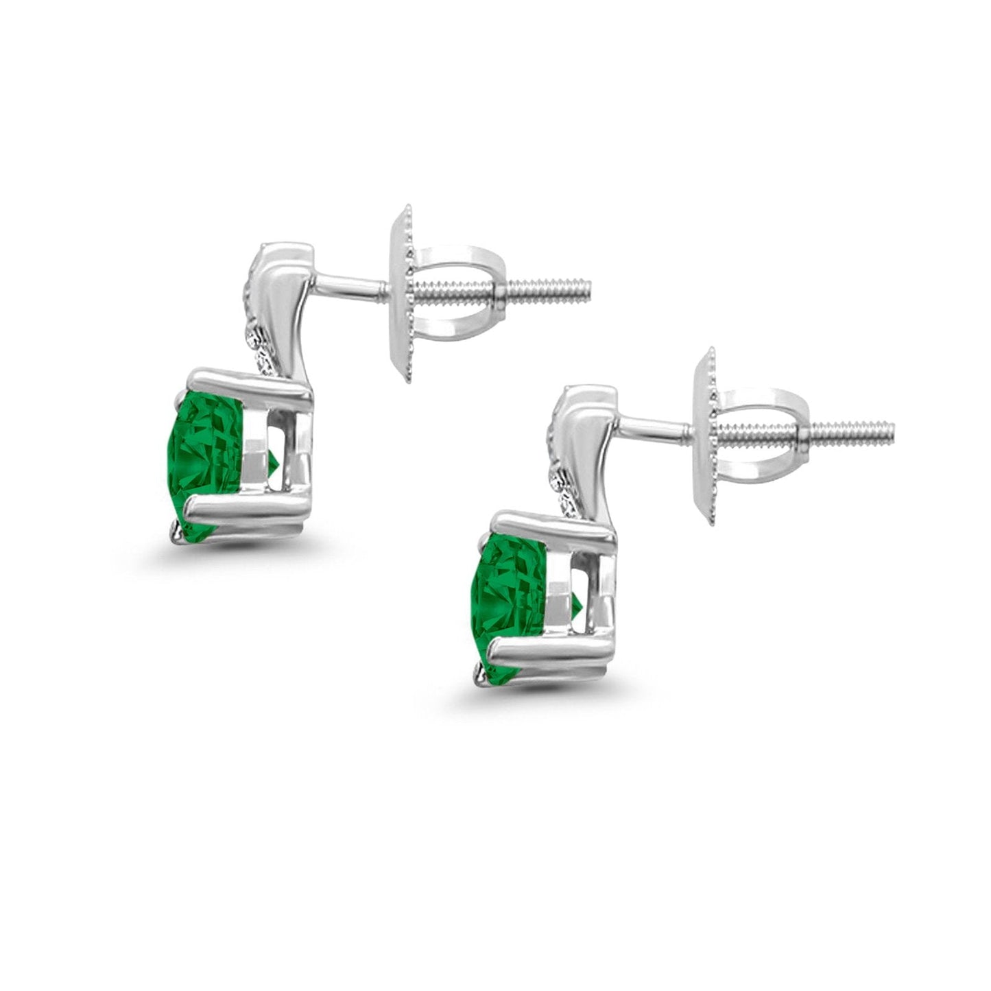 Stud Earrings Wedding Round Simulated Green Emerald CZ