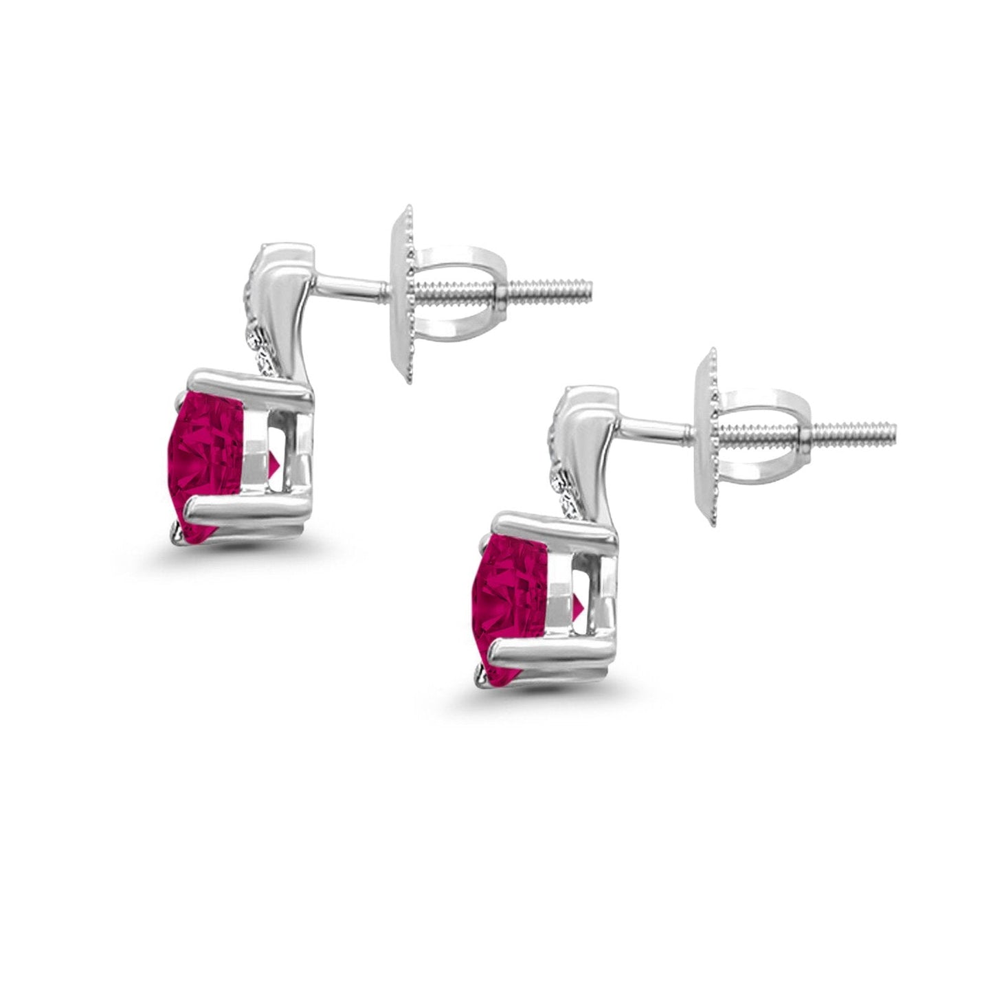 Stud Earrings Wedding Round Simulated Ruby CZ