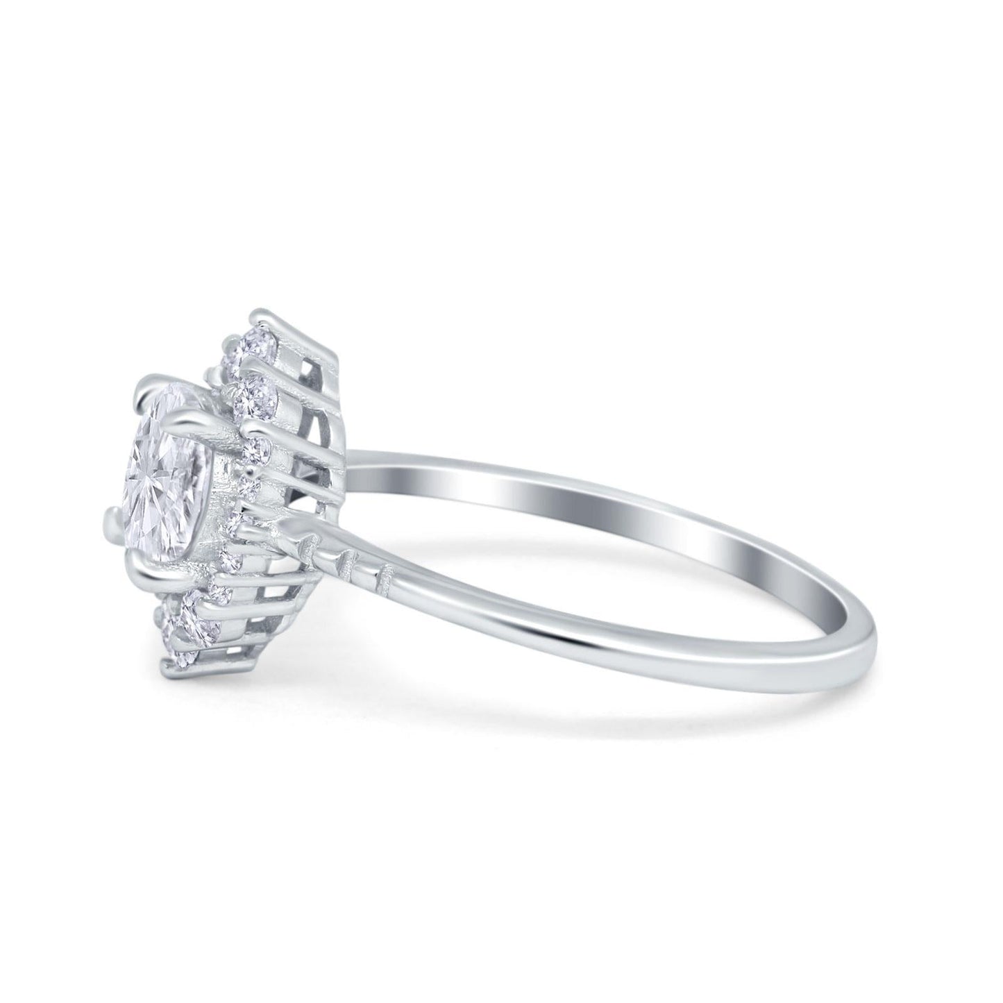 Halo Vintage Round Simulated Cubic Zirconia Engagement Ring