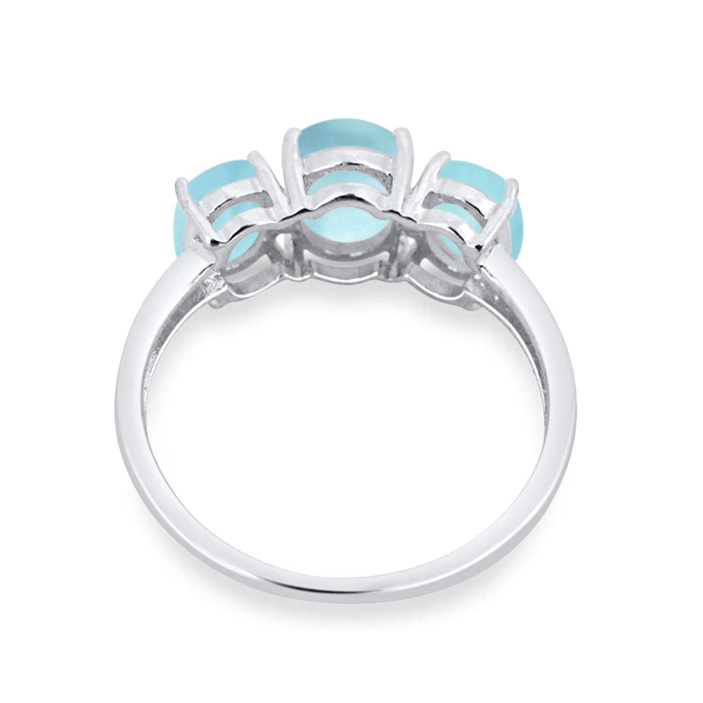 3-Stone Oval Simulated Larimar Fashion Ring