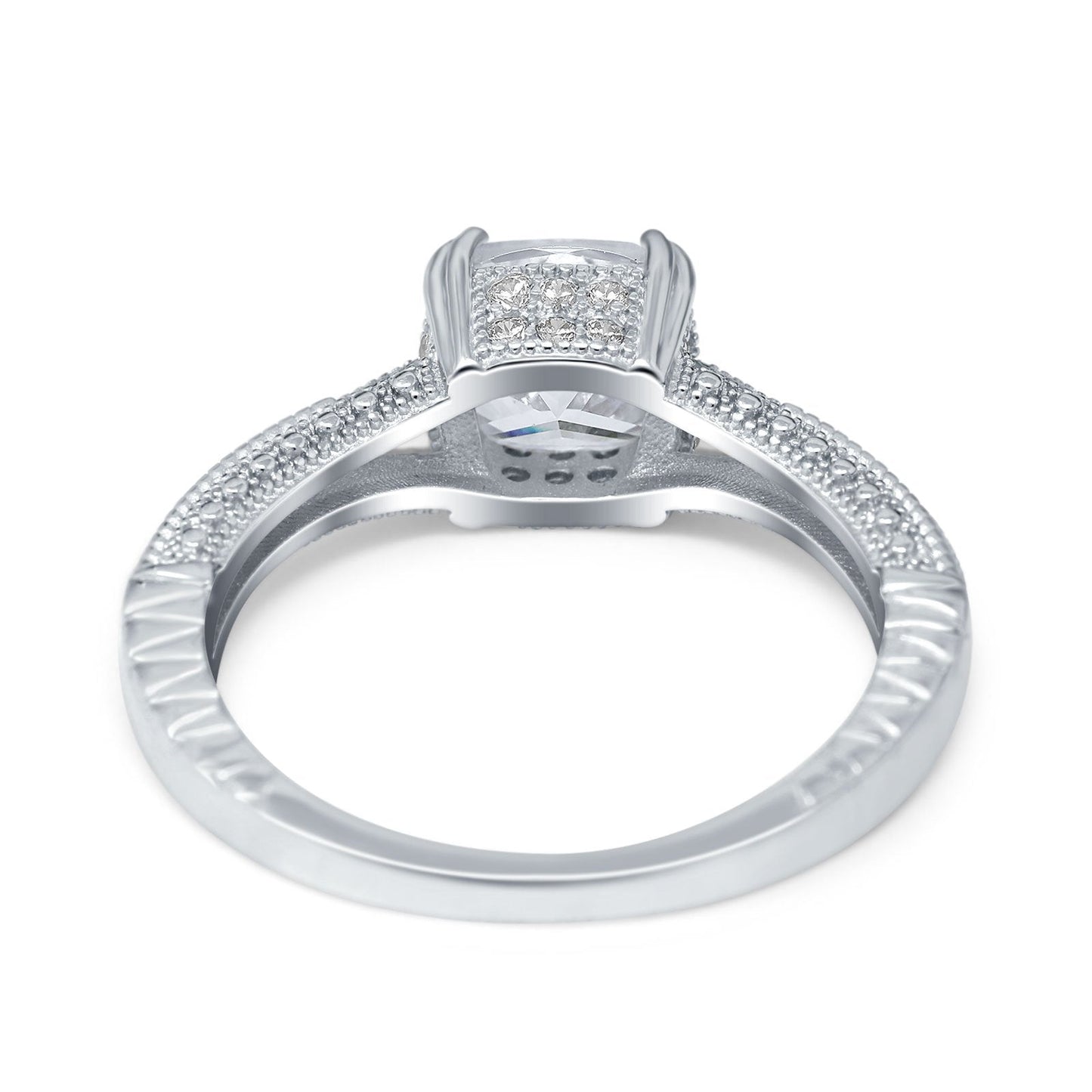 Cushion Cut Art Deco Cubic Zirconia Engagement Ring