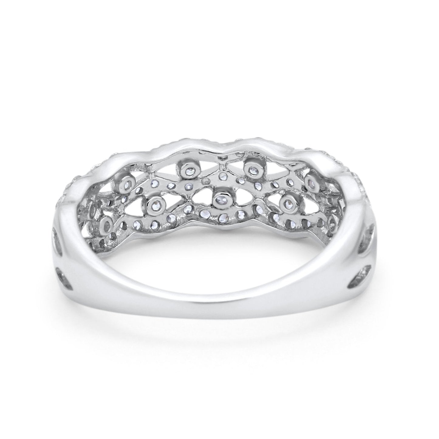 Half Eternity Wedding Ring Round Simulated Cubic Zirconia