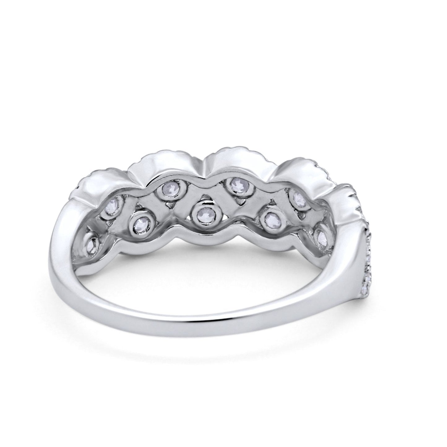 Weave Crisscross Infinity Round Simulated Cubic Zirconia Ring