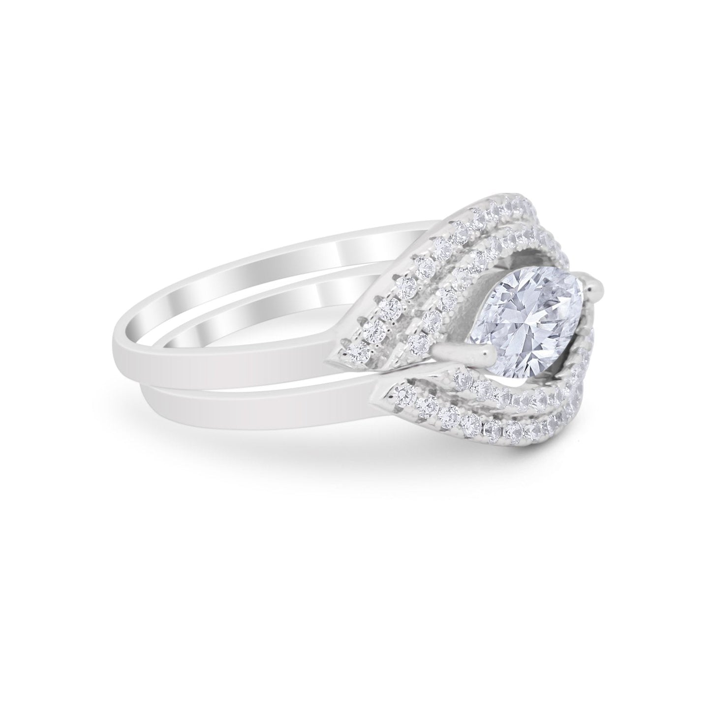 Two Piece Ring Band Round Simulated Cubic Zirconia