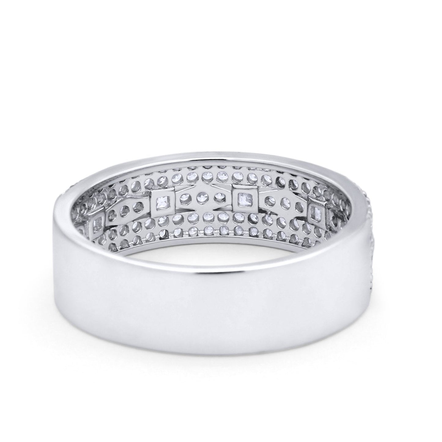 Wedding Band Eternity Ring Round Princess Cut Round CZ