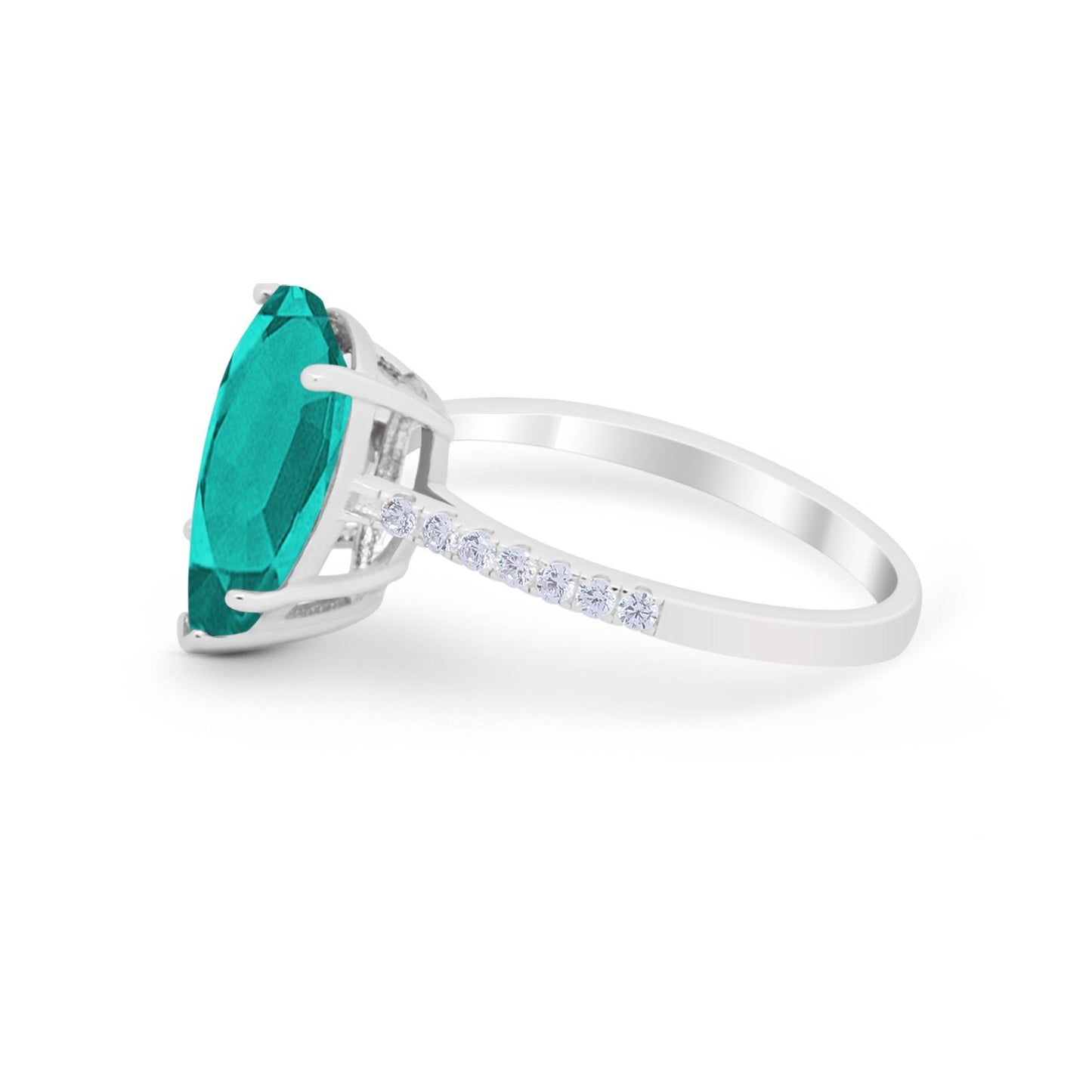 Teardrop Engagement Ring Simulated Paraiba Tourmaline CZ