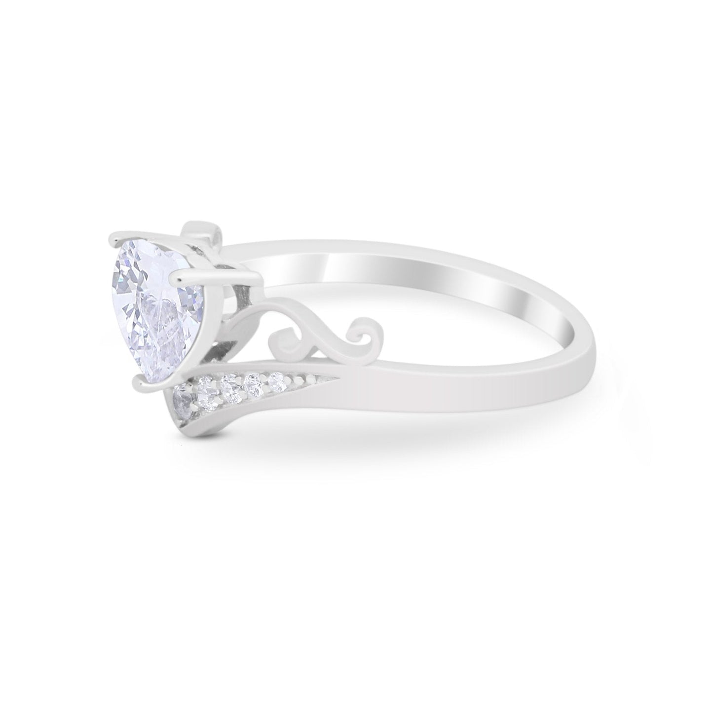 Heart Filigree Thumb Ring Round Simulated Cubic Zirconia