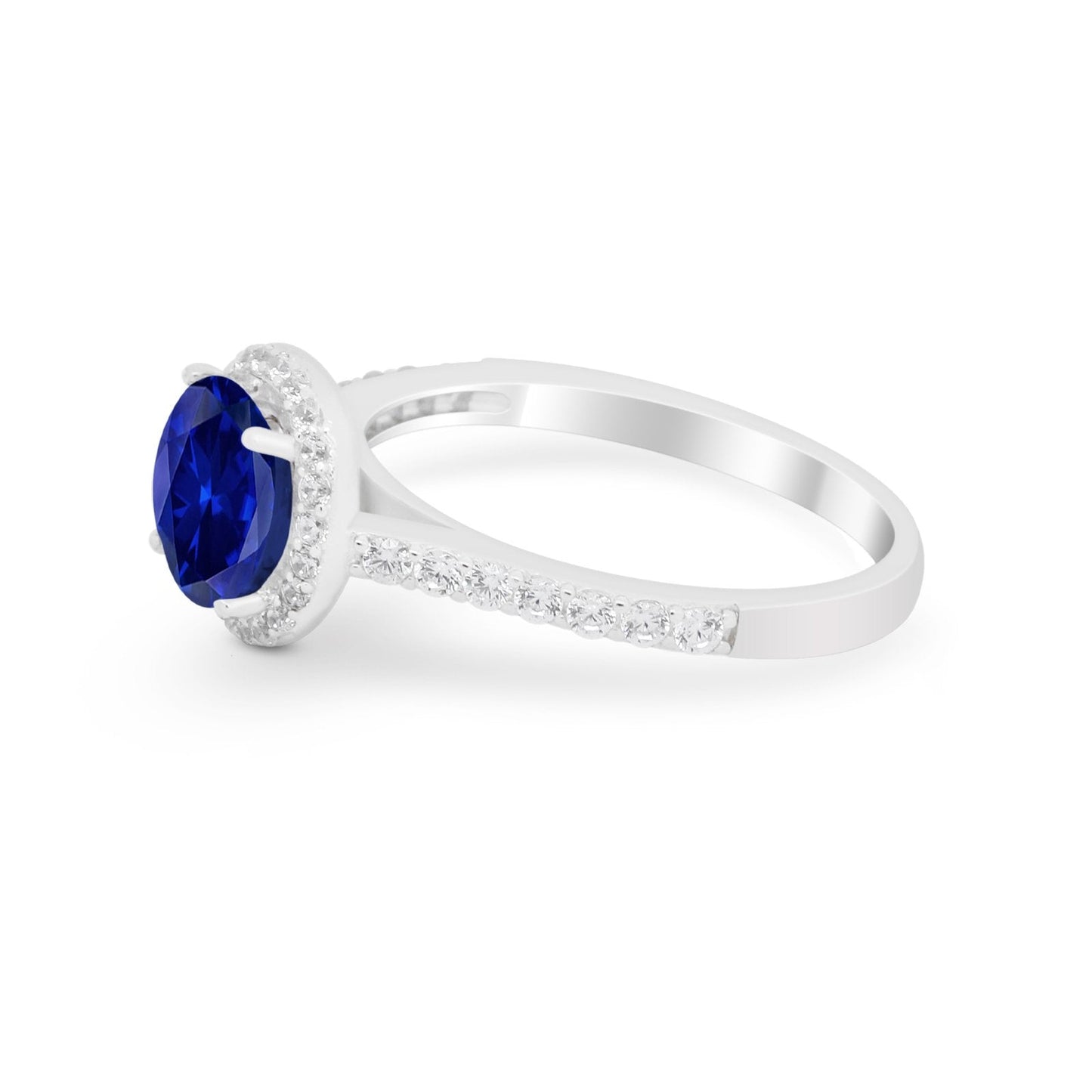 Accent Dazzling Wedding Ring Simulated Blue Sapphire CZ