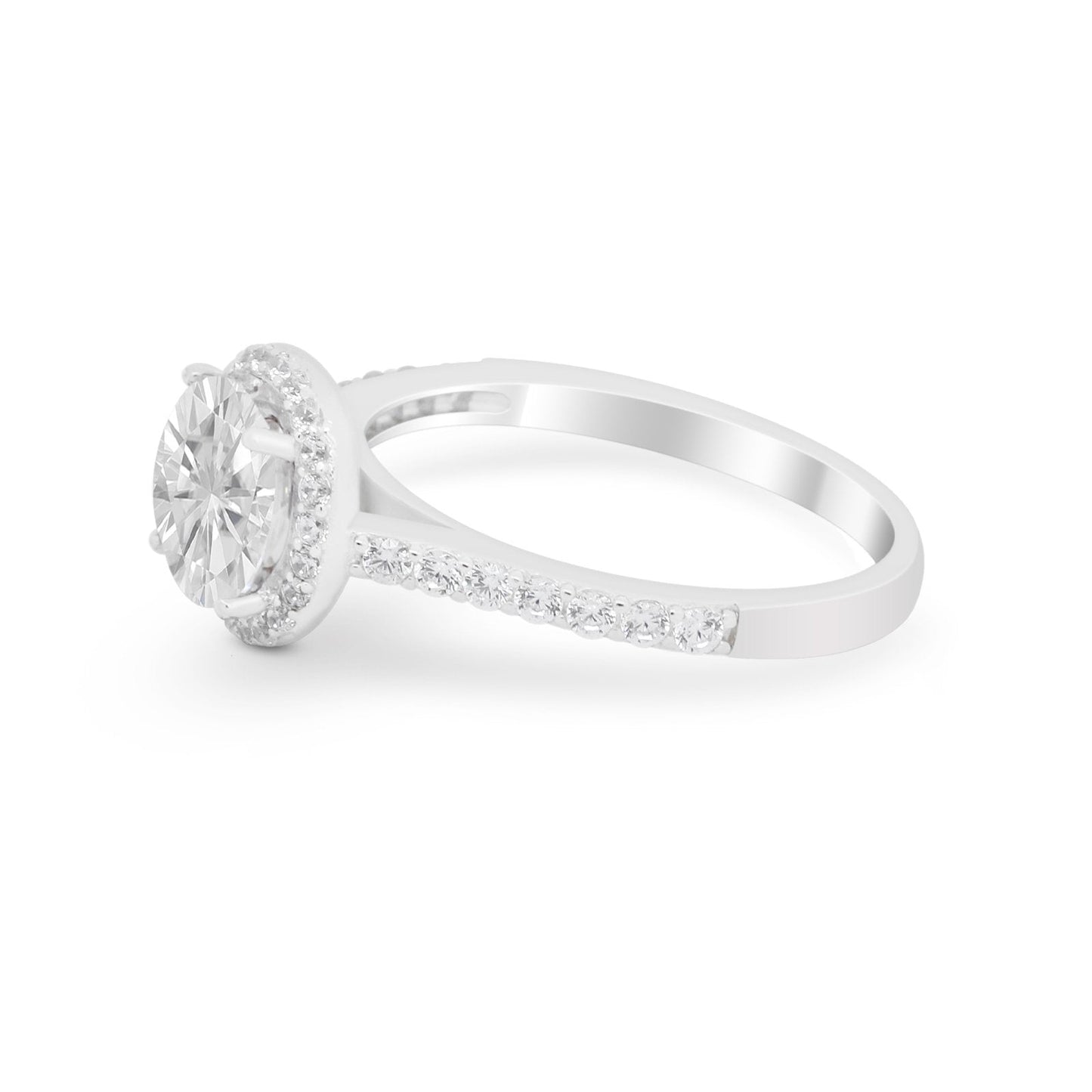 Accent Dazzling Wedding Ring Round Simulated Cubic Zirconia