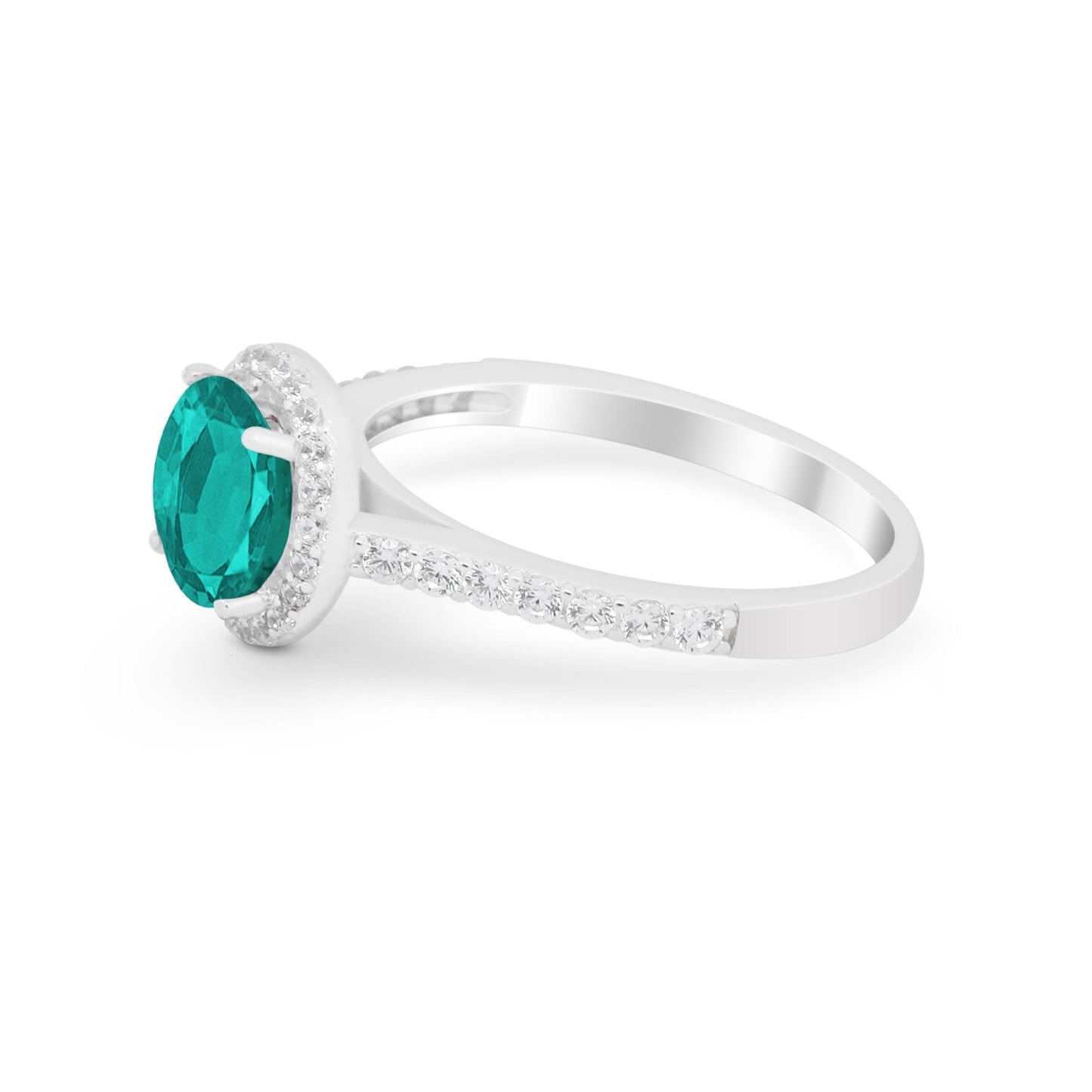 Accent Dazzling Wedding Ring Simulated Paraiba Tourmaline CZ