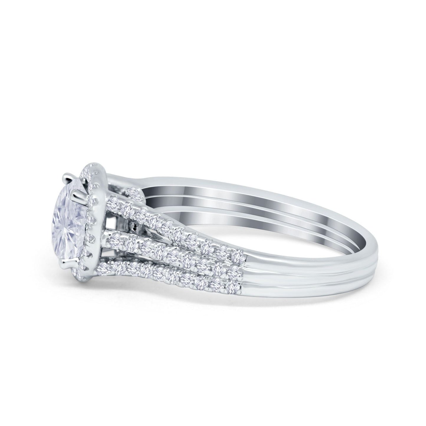 Halo Accent Dazzling Simulated CZ Engagement Ring