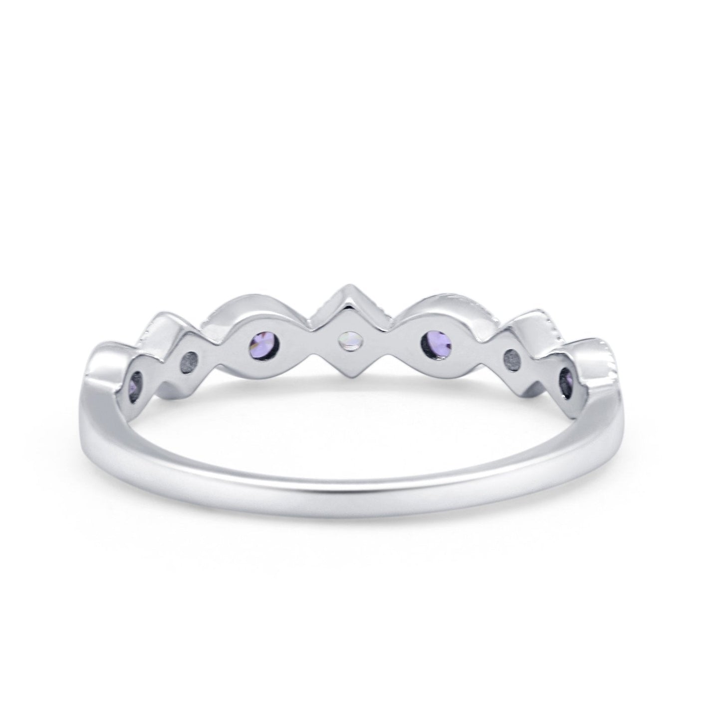 Art Deco Stacking Half Eternity Simulated Amethyst CZ  Wedding Ring