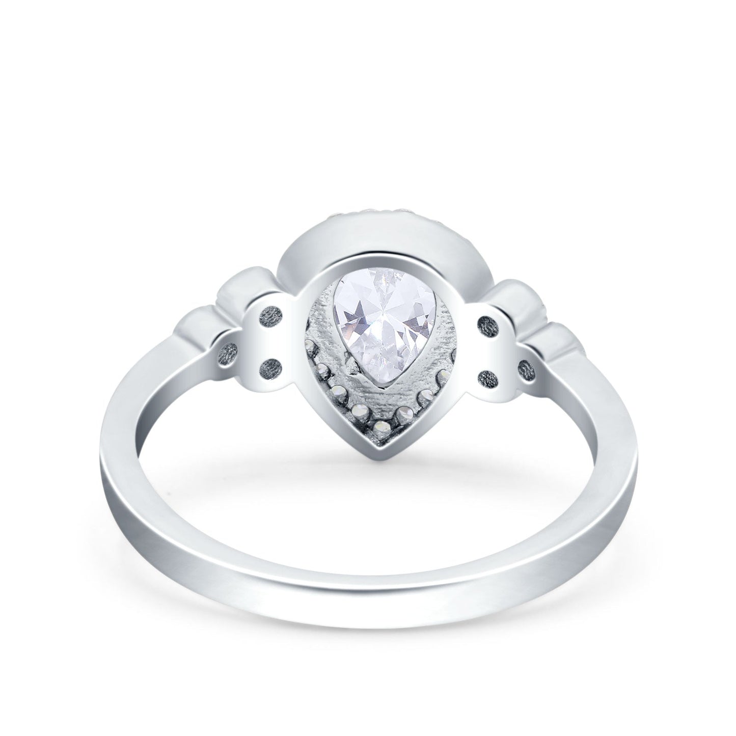 Halo Pear Cubic Zirconia Engagement Ring