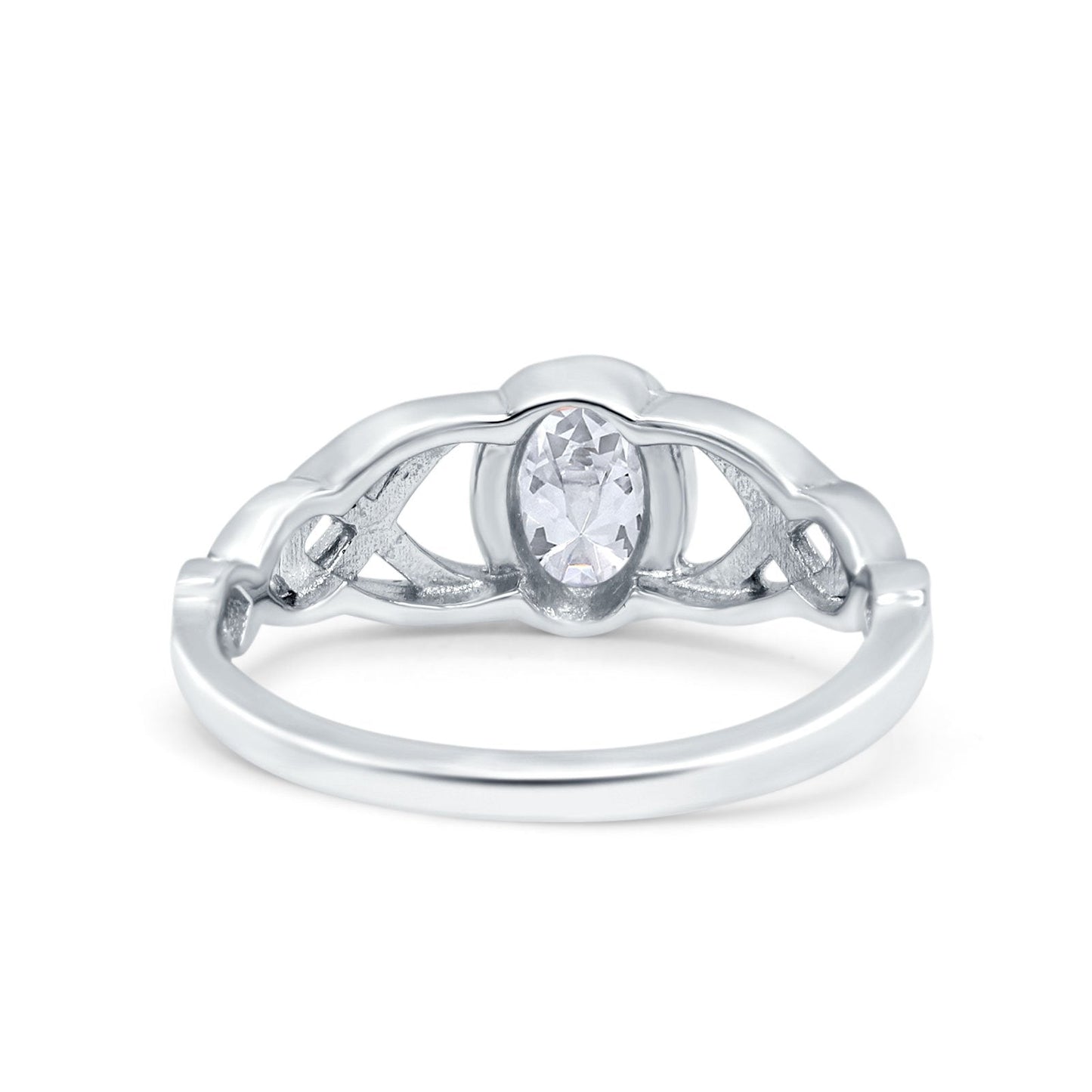 Infinity Twisted Wedding Ring Oval Cut Simulated Cubic Zirconia