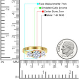 Three Stone Round Cubic Zirconia Gold Ring