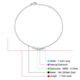 14K Gold 7" Link Chain Five Circle Bracelet Round & Baguette Diamond