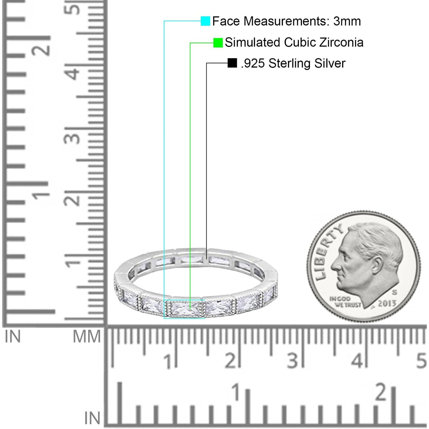 Baguette Full Eternity Wedding Band Simulated CZ