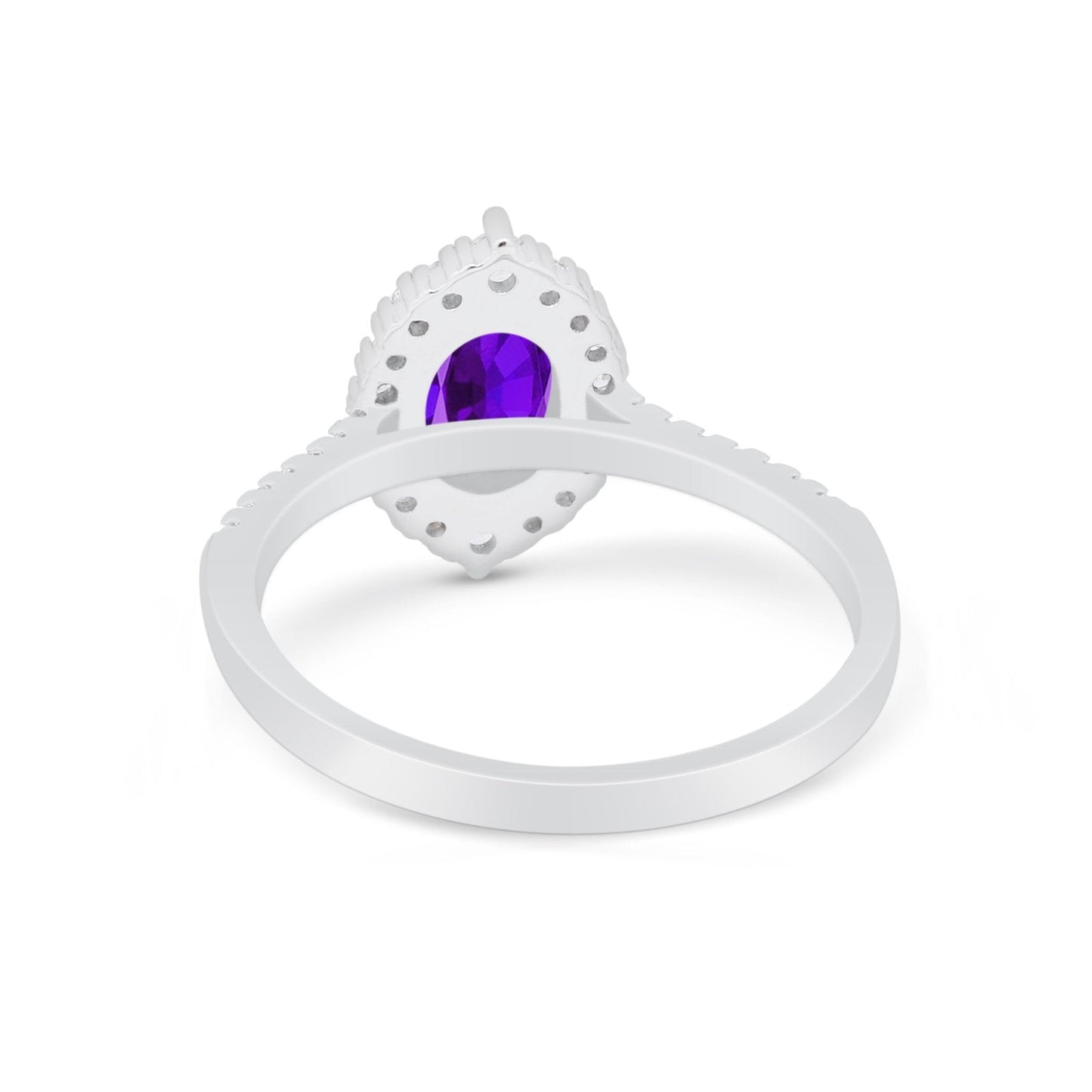 Oval Wedding Ring Halo Vintage Simulated Amethyst CZ