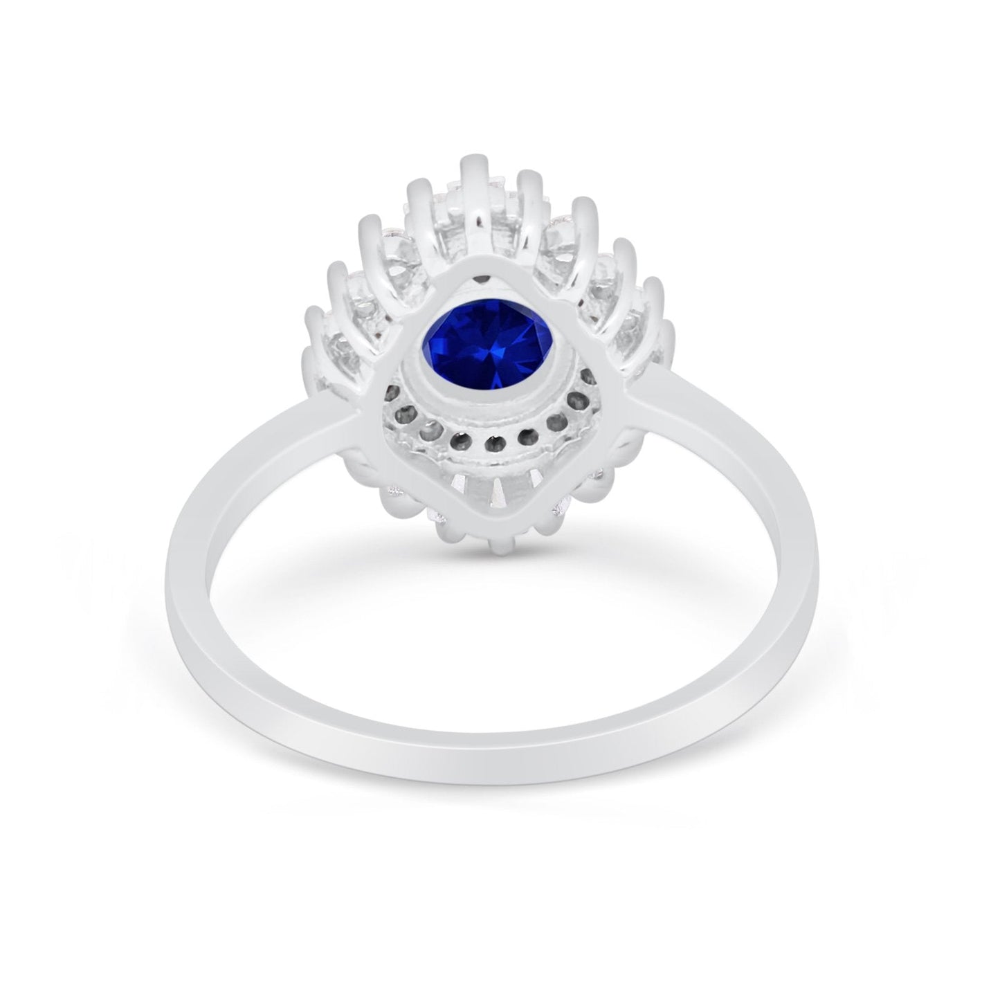 Art Deco Wedding Bridal Ring Baguette Simulated Blue Sapphire CZ