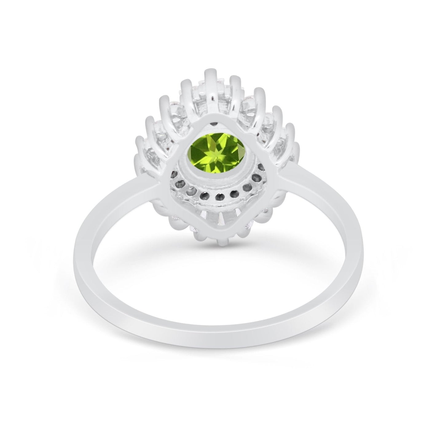 Art Deco Wedding Bridal Ring Baguette Simulated Peridot CZ