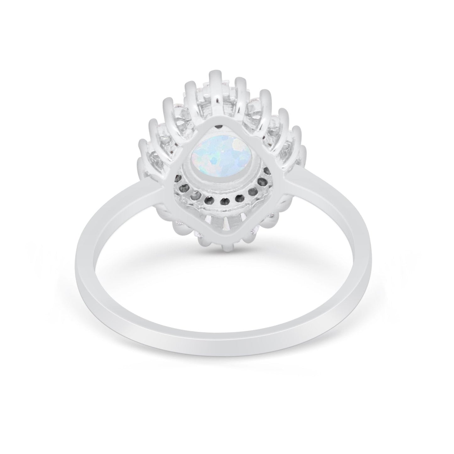 Art Deco Wedding Bridal Ring Baguette Lab Created White Opal