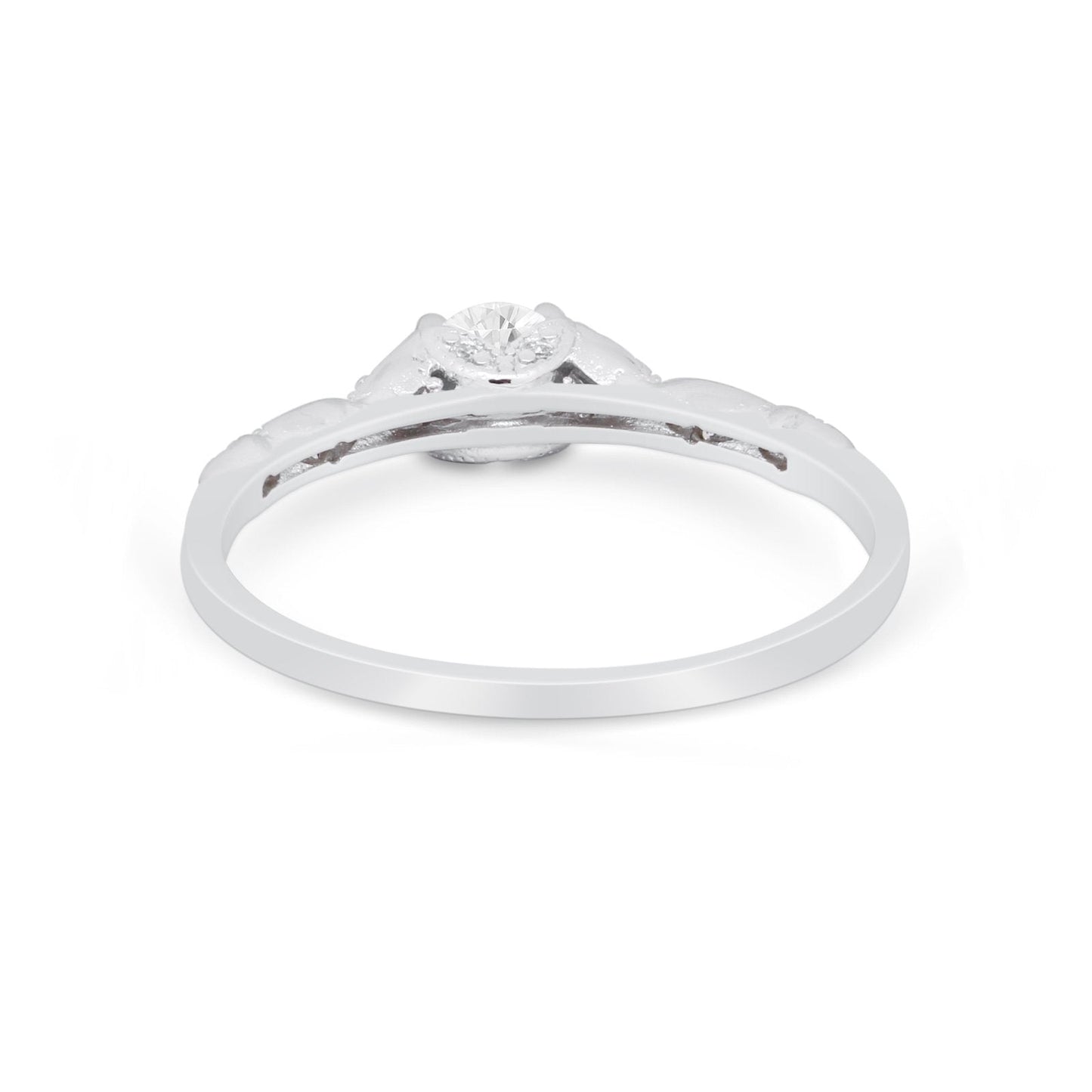 Petite Dainty Art Deco Round Simulated CZ Wedding Ring