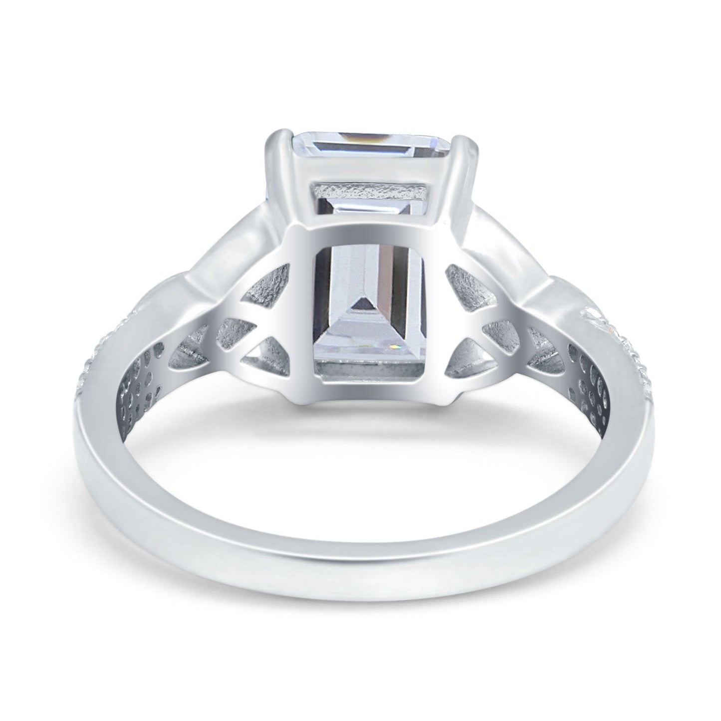 Emerald Cut Celtic Engagement Ring Simulated Cubic Zirconia