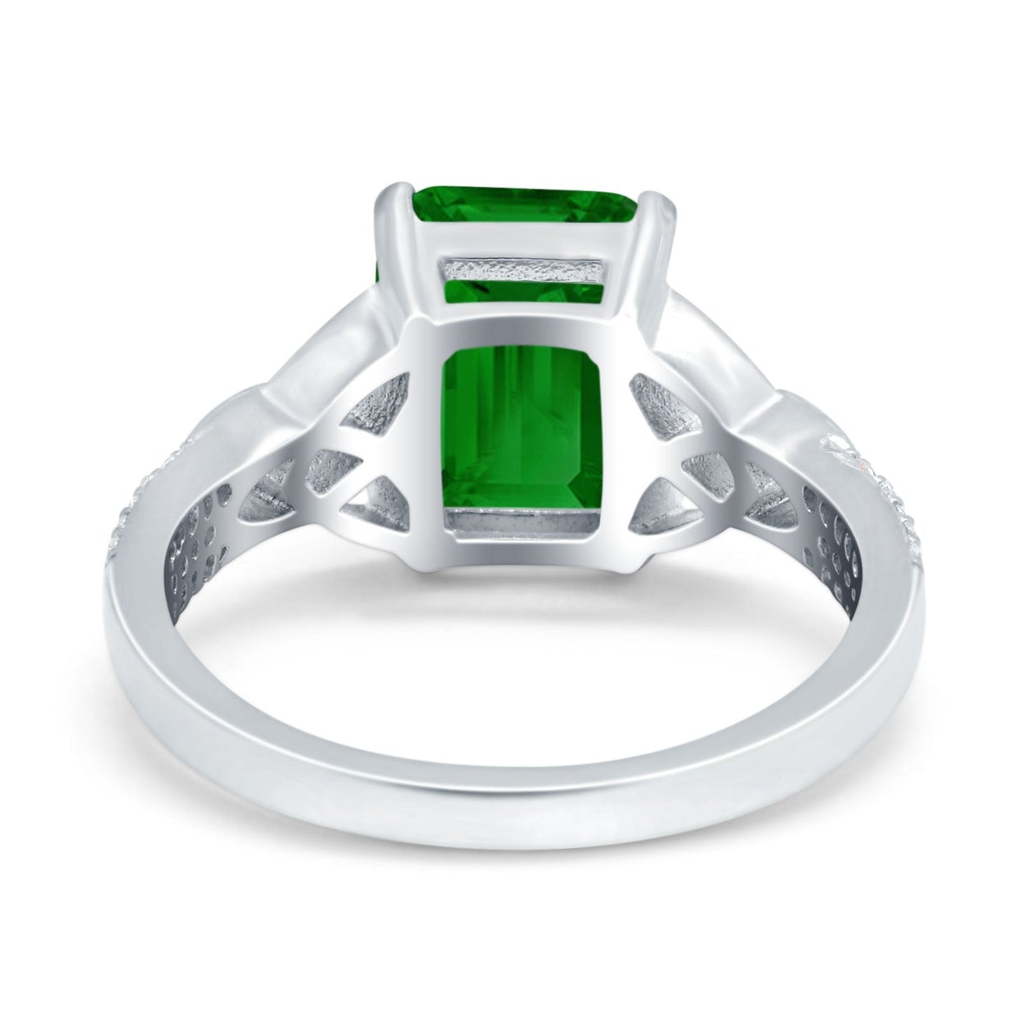 Emerald Cut Celtic Engagement Ring Simulated Green Emerald CZ