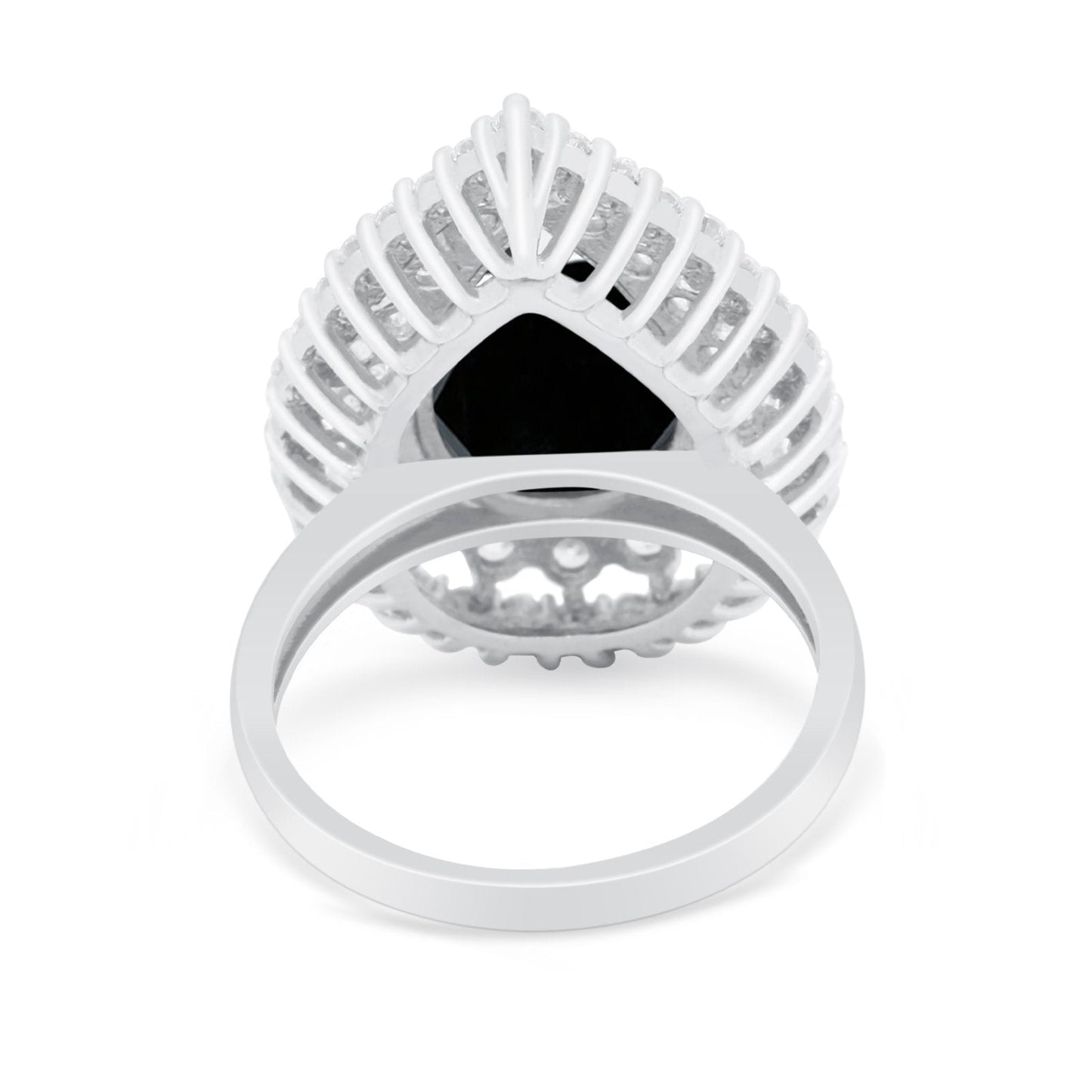 Teardrop Cocktail Ring Pear Simulated Black CZ