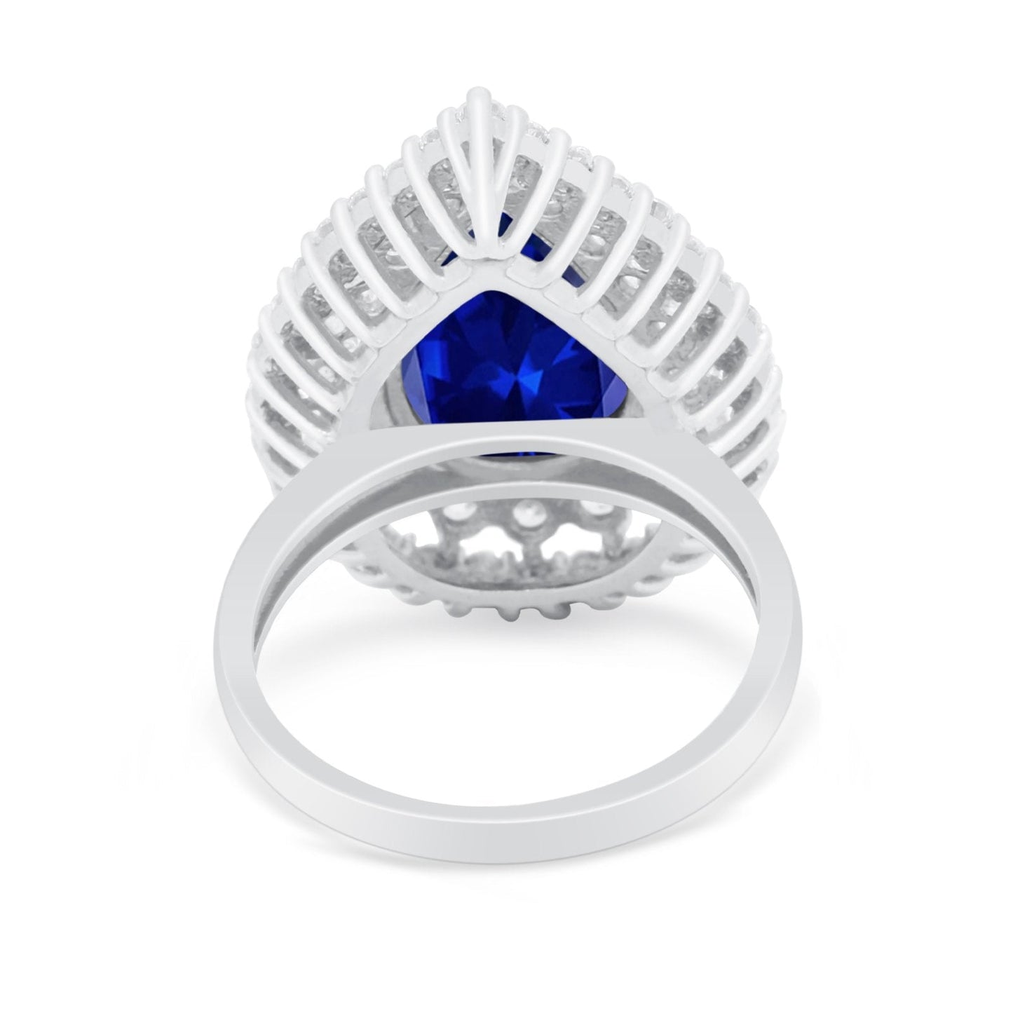 Teardrop Cocktail Ring Pear Simulated Blue Sapphire CZ