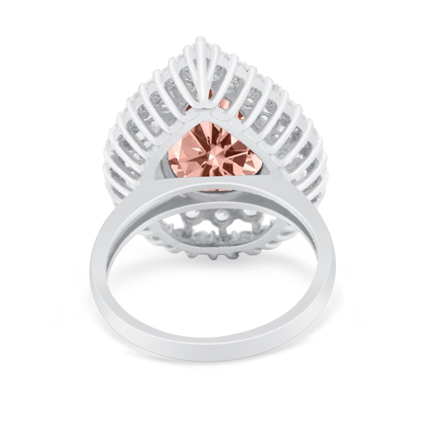 Teardrop Cocktail Ring Pear Simulated Morganite CZ