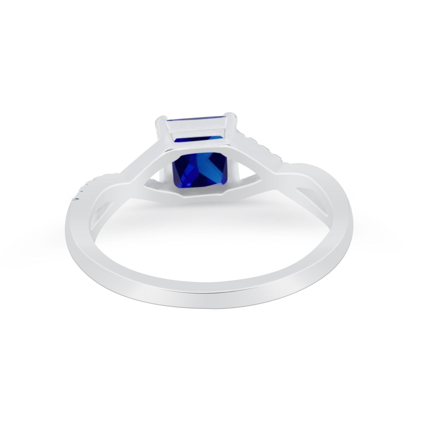 Princess Cut Blue Sapphire CZ Engagement Ring