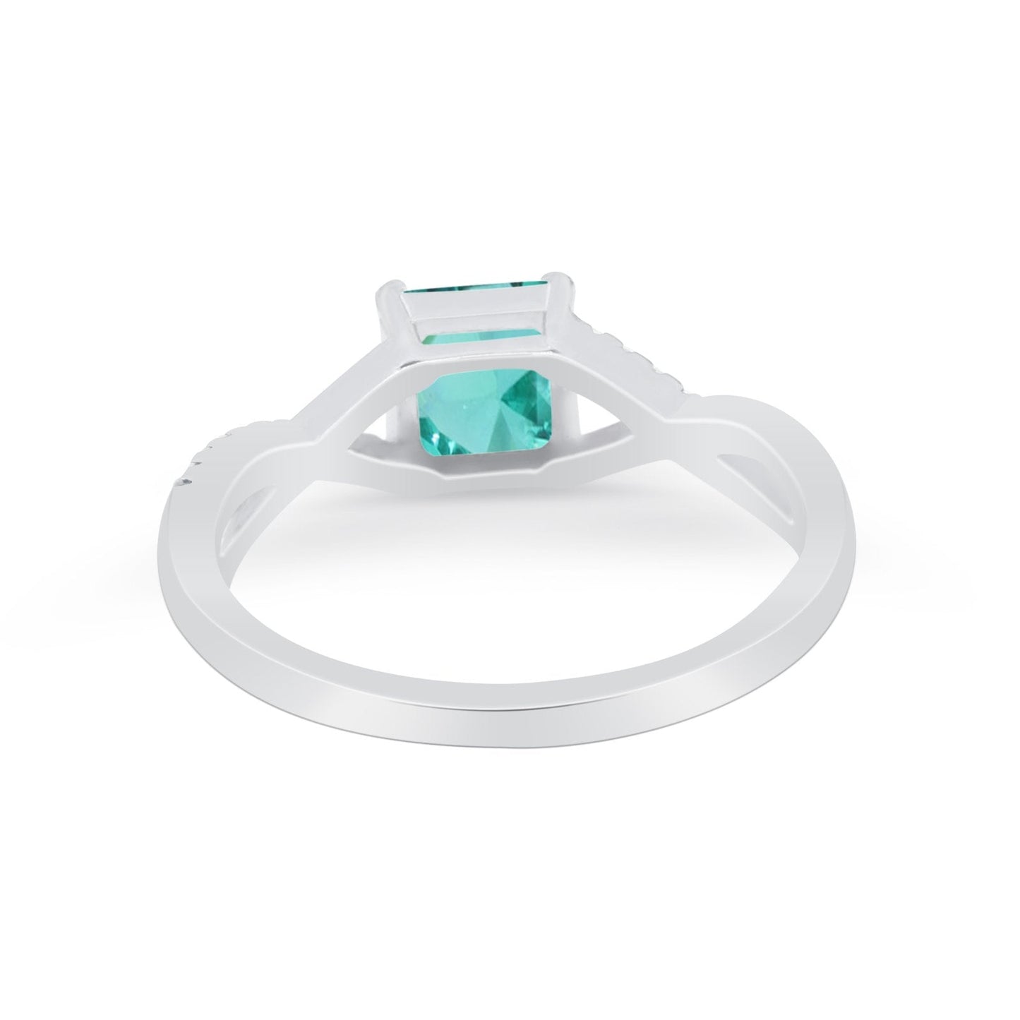 Princess Cut Paraiba Tourmaline CZ Infinity Shank Ring