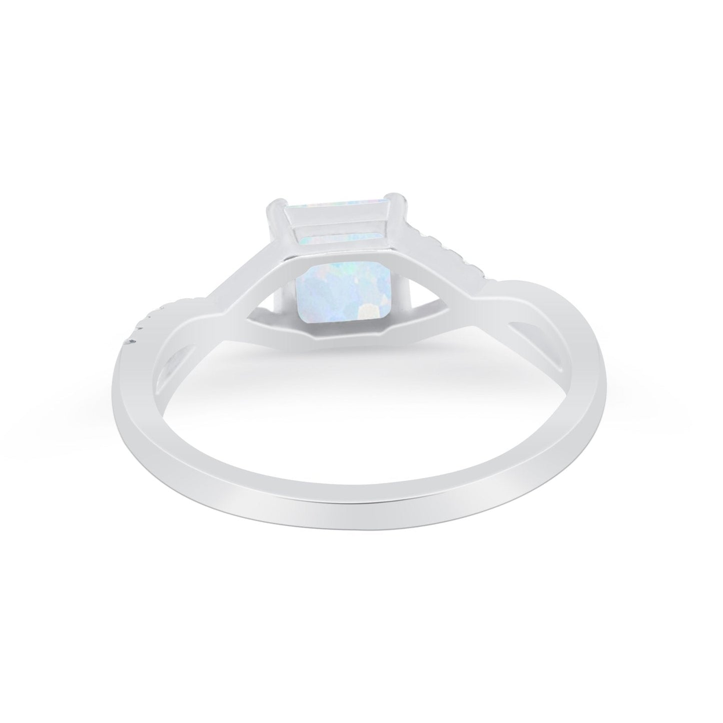 Infinity Shank Lab Created White Opal Engagement Ring