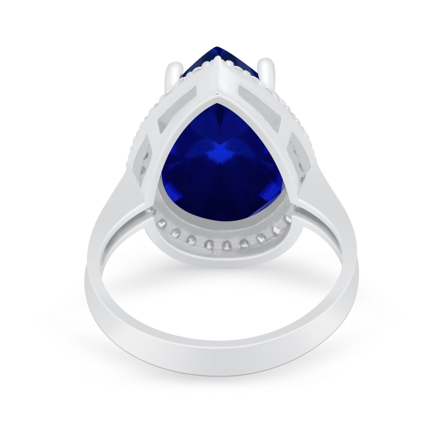 Teardrop Cocktail Simulated Blue Sapphire CZ Ring