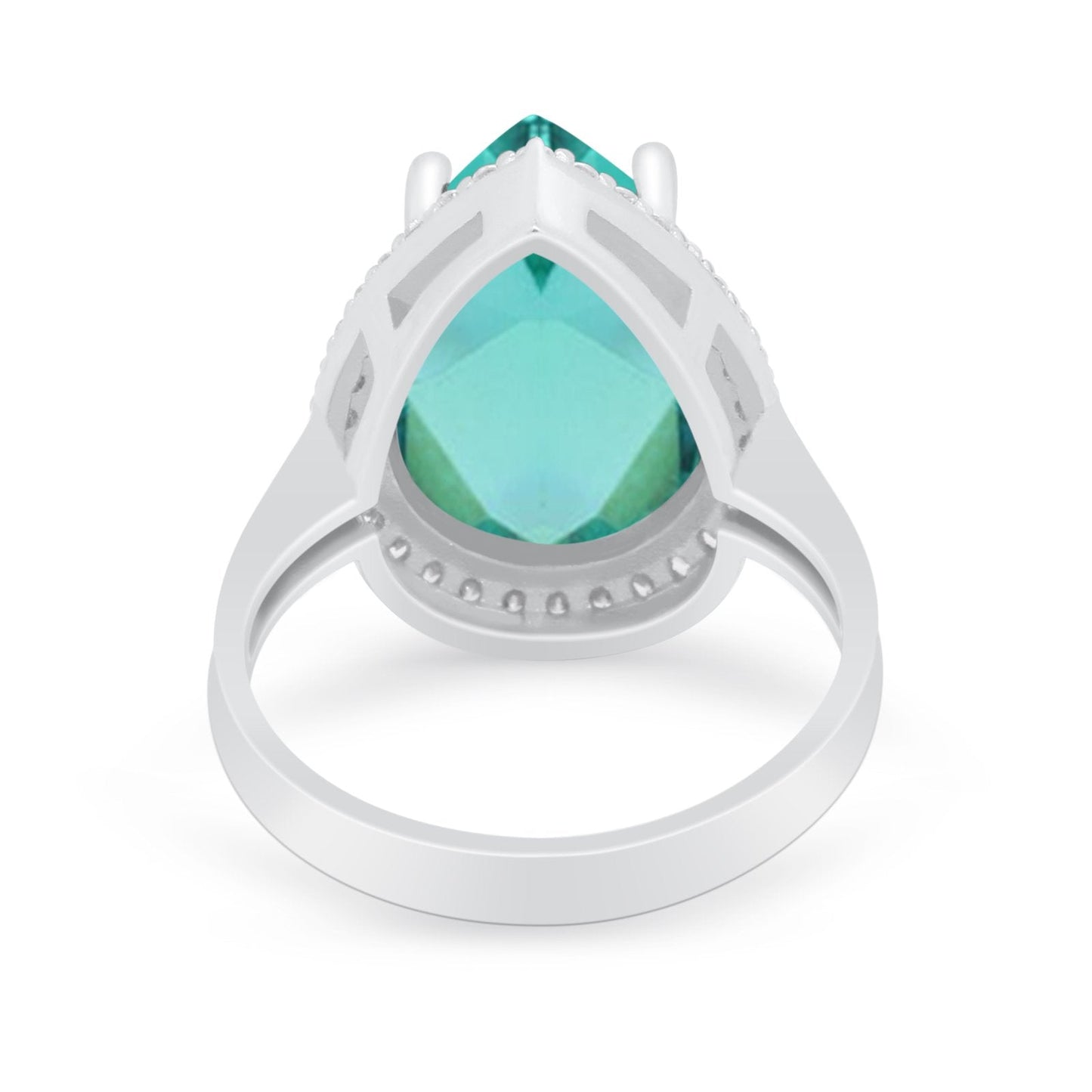 Teardrop Cocktail Simulated Paraiba Tourmaline CZ Ring